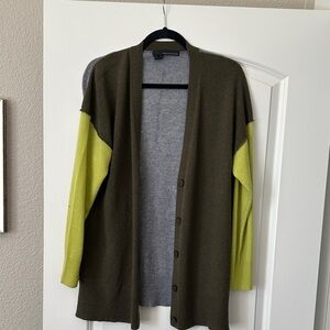 360 Cashmere Olive and Lime Cardigan